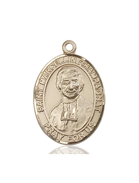 Medalla de San Marcelino Champagnat en oro de 14kt
