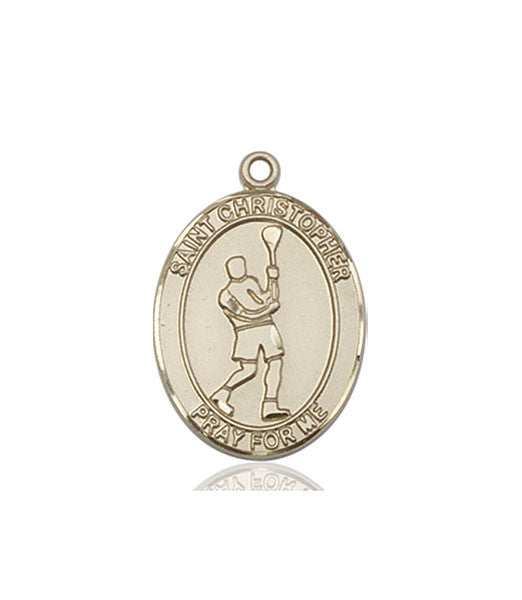 14kt Gold St. Christopher/Lacrosse Medal