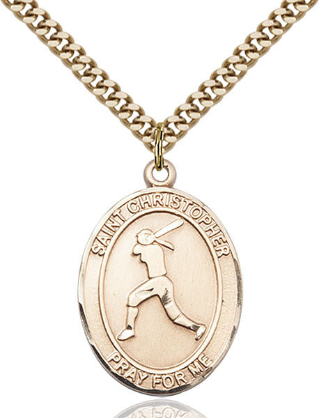 Gold Filled St. Christopher/Softball Pendant