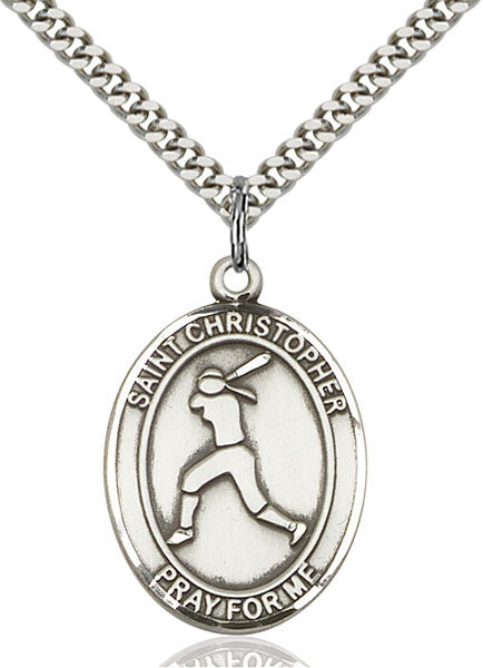 Sterling Silver St. Christopher/Softball Pendant