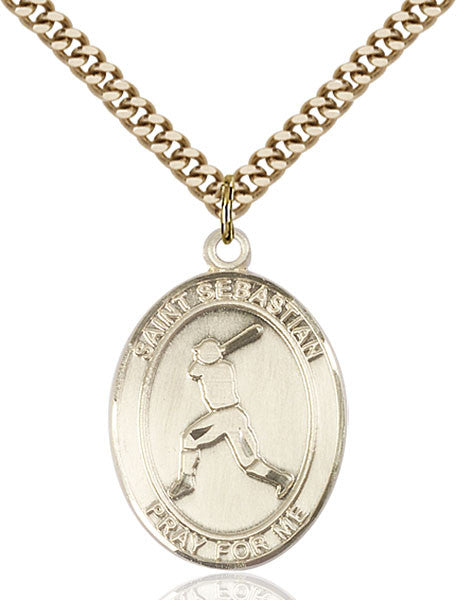 Gold Filled St. Sebastian/Baseball Pendant