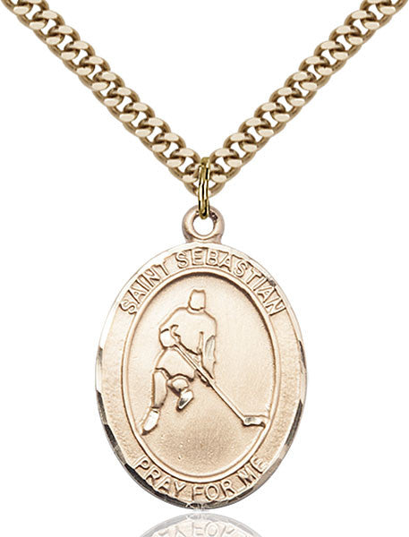 Gold Filled St. Sebastian/Ice Hockey Pendant