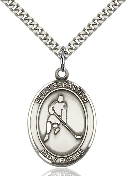 Sterling Silver St. Sebastian/Ice Hockey Pendant