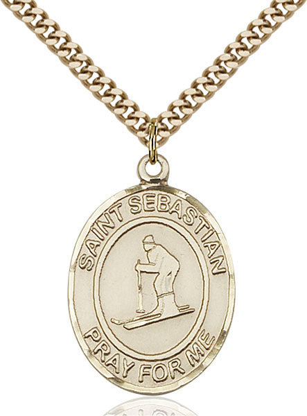 Gold Filled St. Sebastian/Skiing Pendant