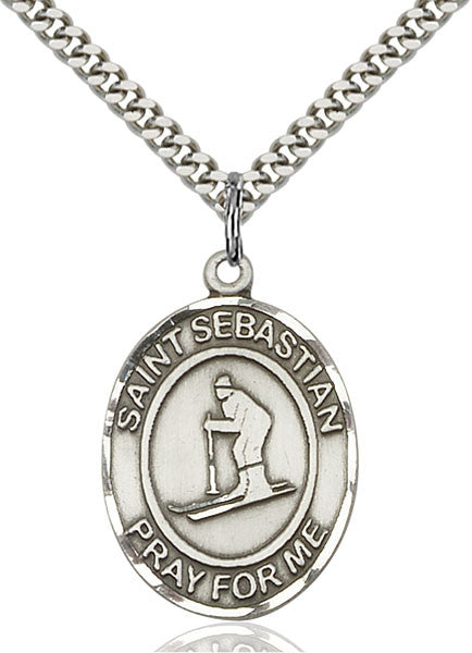 Sterling Silver St. Sebastian/Skiing Pendant