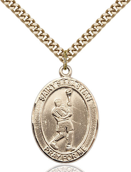 Gold Filled St. Sebastian/Lacrosse Pendant