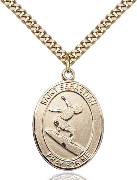 Gold Filled St. Sebastian/Surfing Pendant