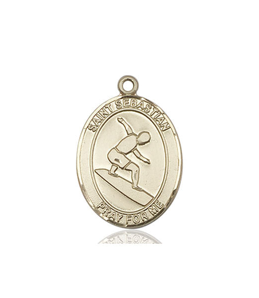 14kt Gold St. Sebastian/Surfing Medal