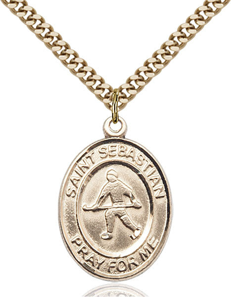 Gold Filled St. Sebastian/Field Hockey Pendant