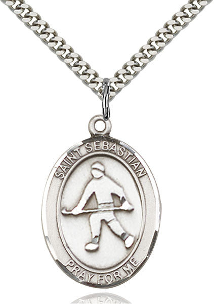 Sterling Silver St. Sebastian / Hockey Pendant