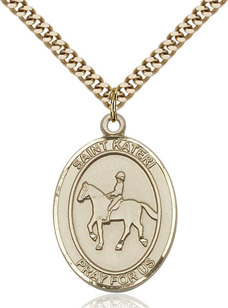 Gold Filled St. Kateri / Equestrian Pendant