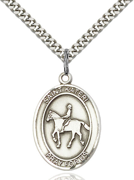 Sterling Silver St. Kateri / Equestrian Pendant