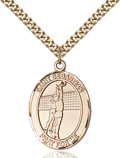 Gold Filled St. Sebastian / Volleyball Pendant