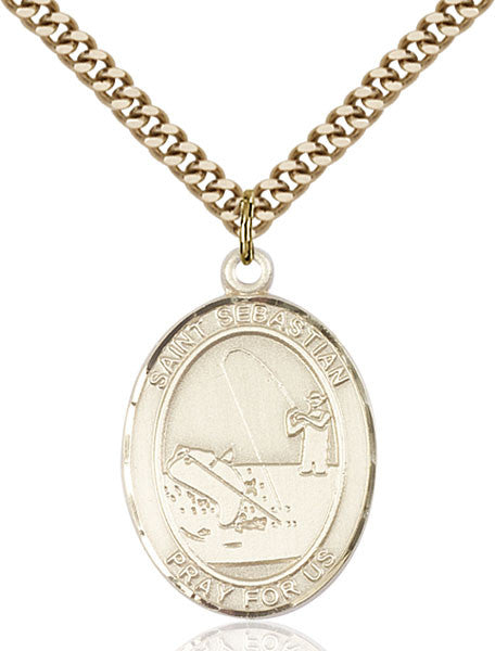 Gold Filled St. Sebastian / Fishing Pendant