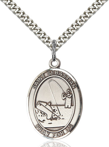 Sterling Silver St. Sebastian / Fishing Pendant