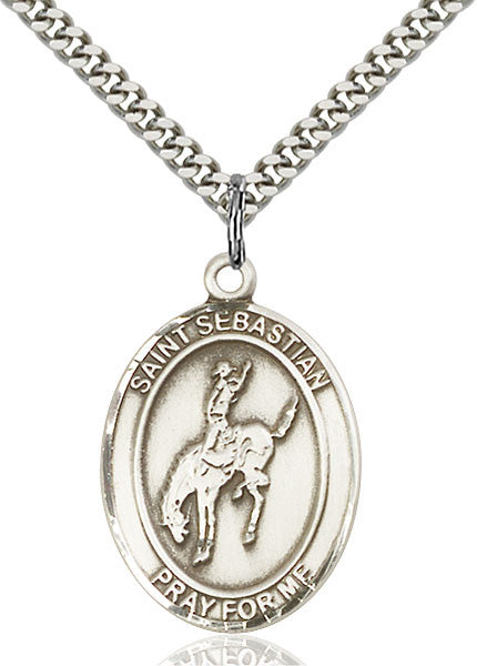 Sterling Silver St. Sebastian / Rodeo Pendant