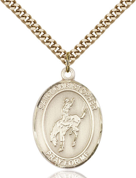 Gold Filled St. Christopher / Rodeo Pendant