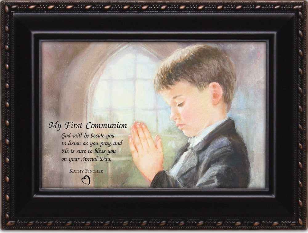 First Communion Black Keepsake Music Box