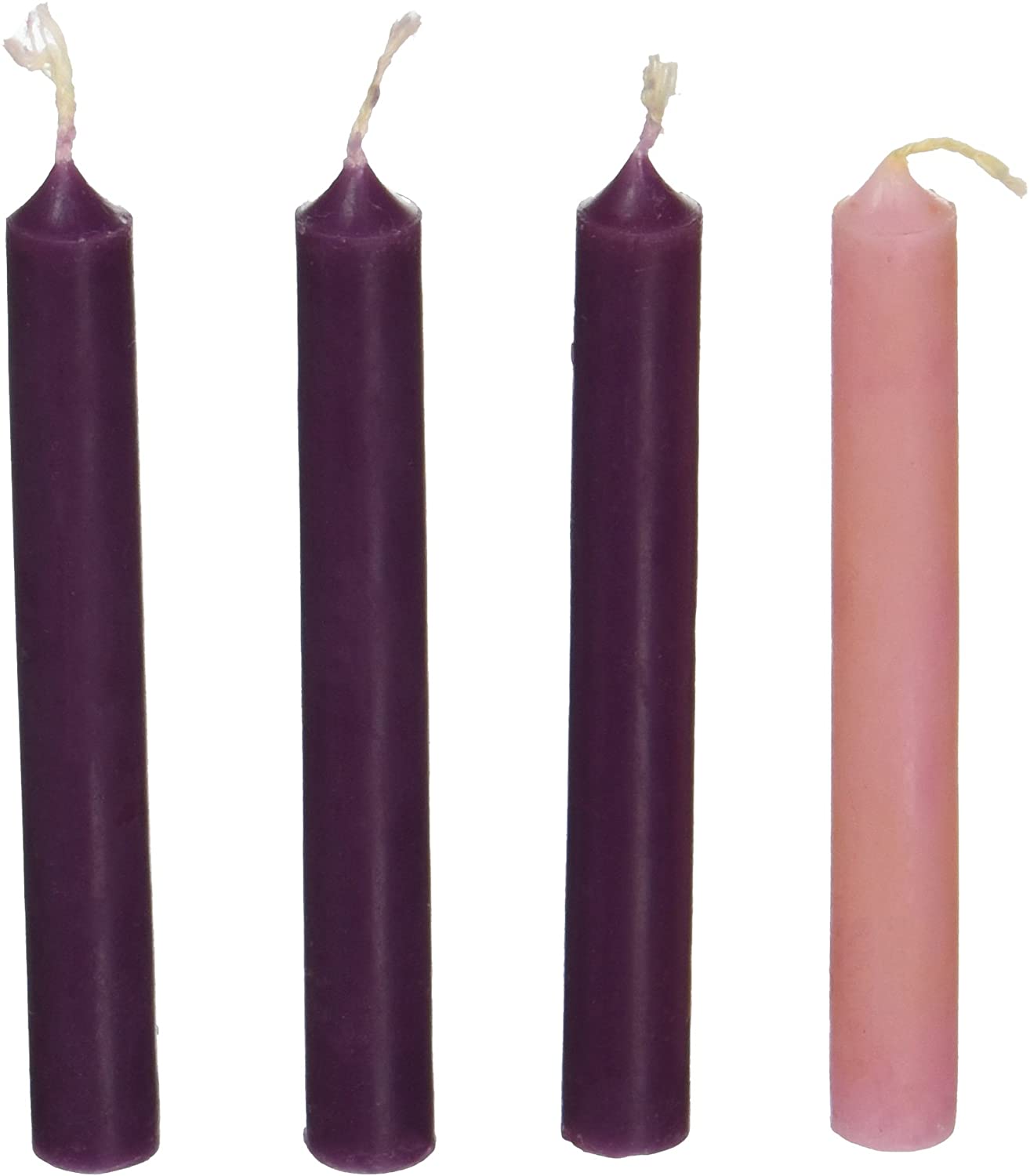 4Pc Mini Advent Candle Set 3 Purple & 1 Pink 4" Refill [candles only, wreath not included]