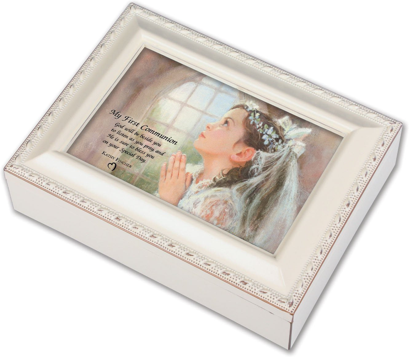 First Communion Ivory Music Box - Girl