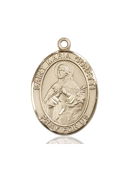 Medalla de Santa María Goretti de oro de 14 kt