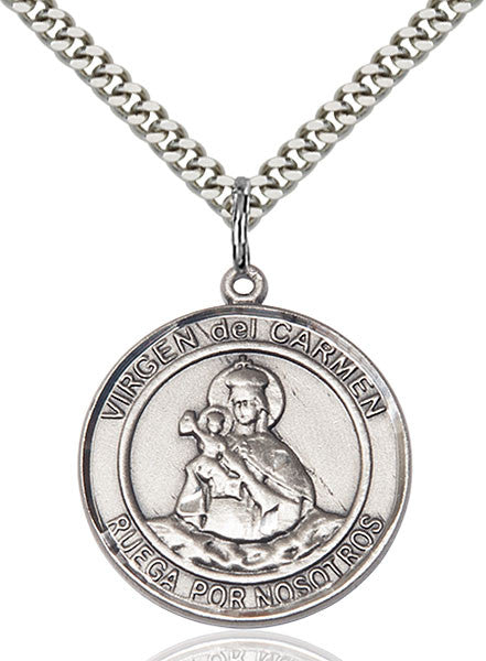 Sterling Silver Virgen del Carmen Pendant