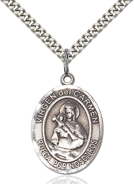 Sterling Silver Virgen del Carmen Pendant