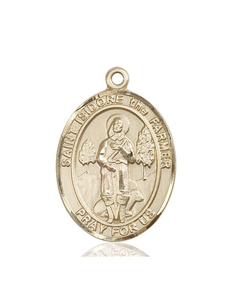 Medalla de San Isidoro labrador en oro de 14 quilates