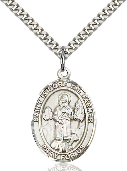 Sterling Silver St. Isidore the Farmer Pendant