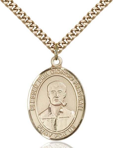 Colgante Beato Pier Giorgio Frassati bañado en oro