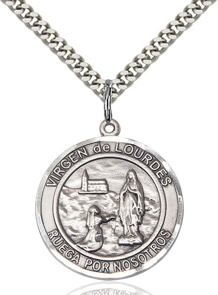 Colgante Virgen de Lourdes en Plata de Ley