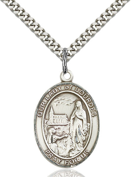 Sterling Silver O/L of Lourdes Pendant