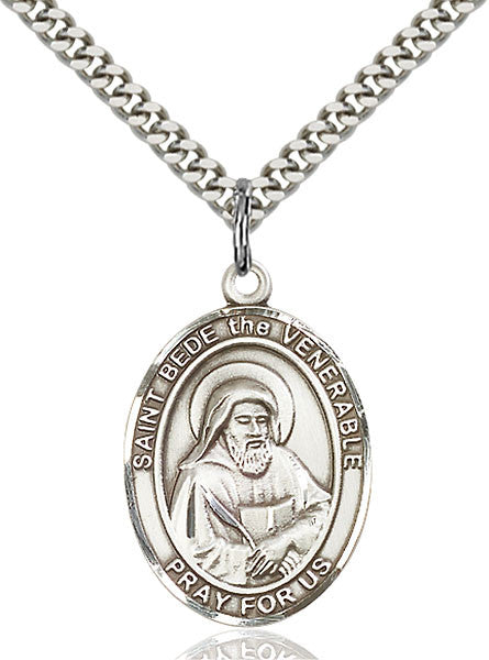 Colgante San Beda el Venerable de Plata de Ley