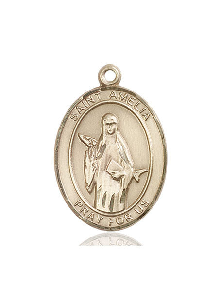 Medalla de Santa Amelia en oro de 14kt