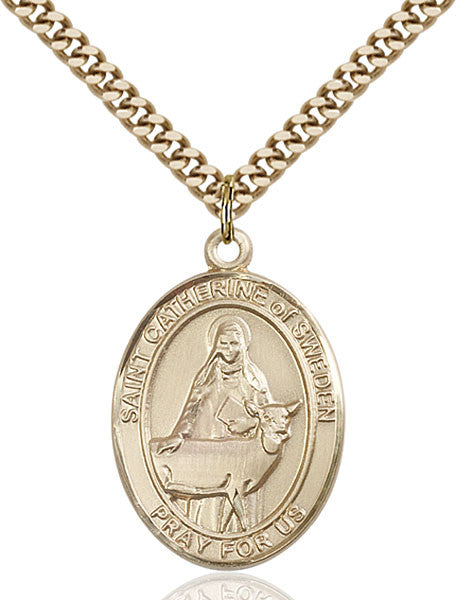Colgante de Santa Catalina de Suecia bañado en oro