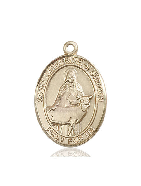 Medalla de Santa Catalina de Suecia en oro de 14 kt