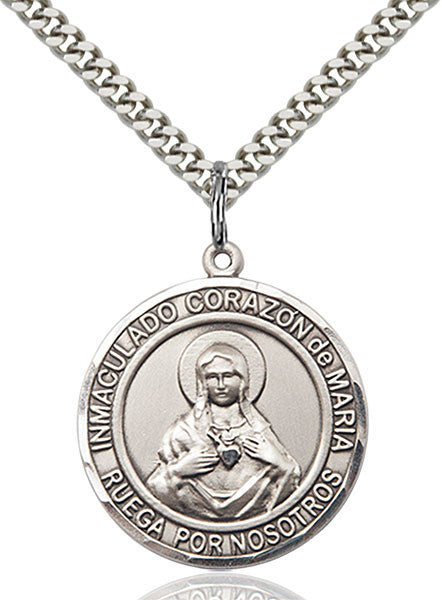 Sterling Silver Corazon Inmaculado De Maria Pendant