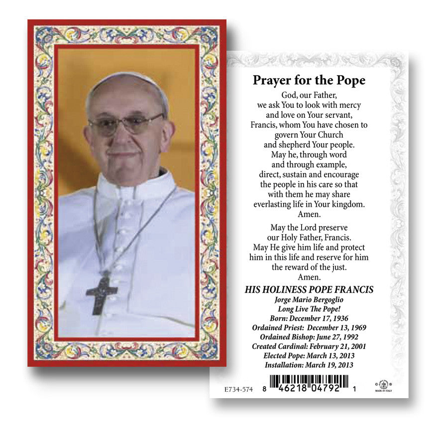 Pope Francis  prayer card