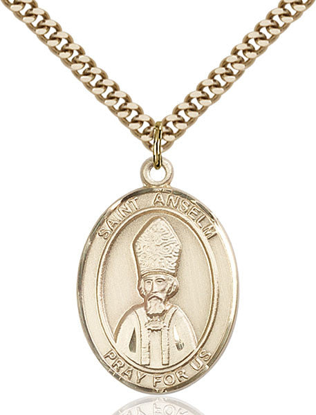 Colgante de San Anselmo de Canterbury bañado en oro