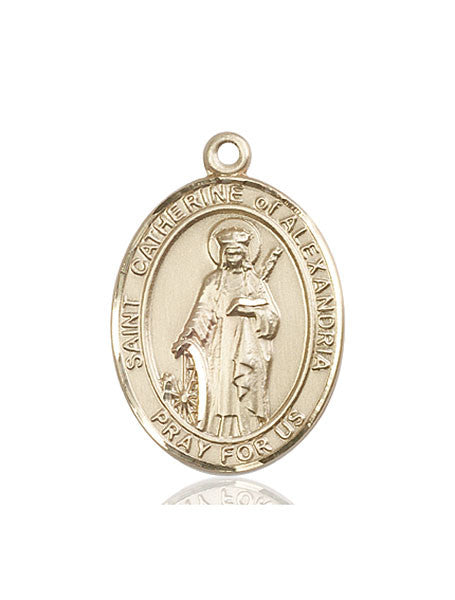 Medalla de Santa Catalina de Alejandría en oro de 14 kt
