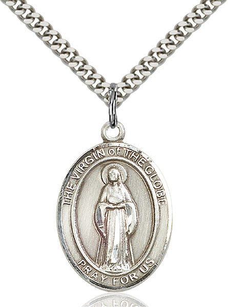 Colgante Virgen del Globo en Plata de Ley