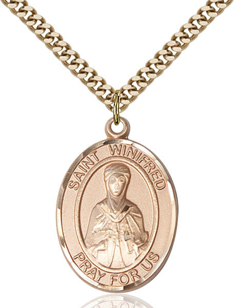 Colgante de Santa Winifred de Gales bañado en oro