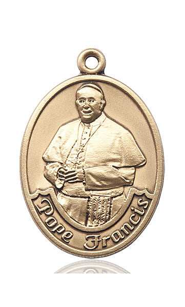 Medalla ovalada del Papa Francisco de 14KT