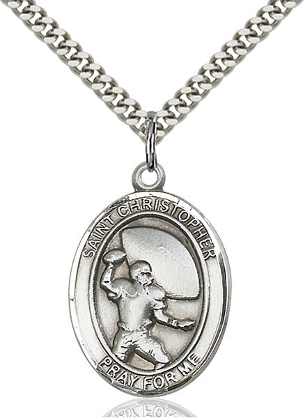 Sterling Silver St. Christopher/Football Pendant