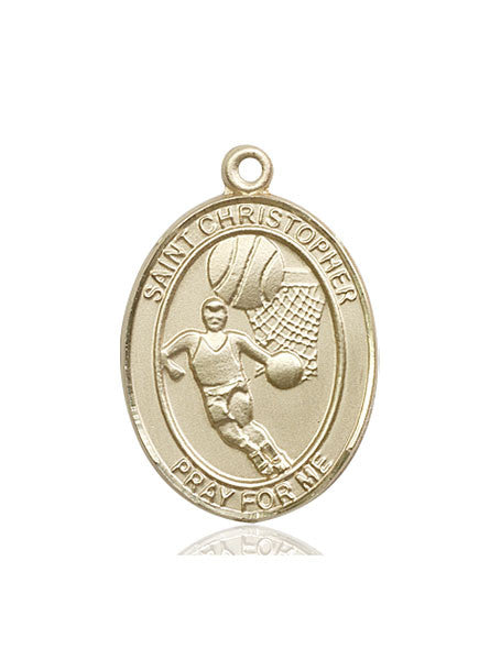 14kt Gold St. Christopher/Basketball Medal