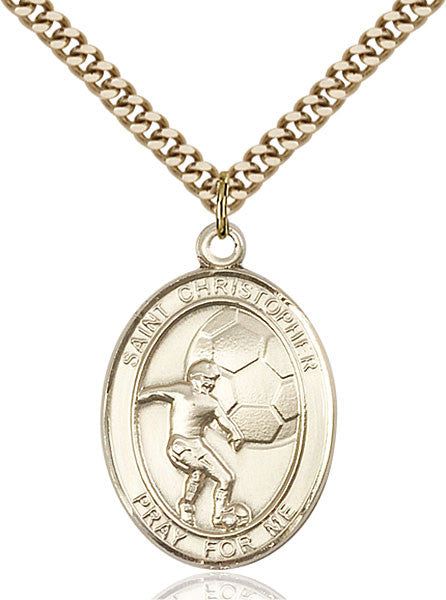 Gold Filled St. Christopher/Soccer Pendant