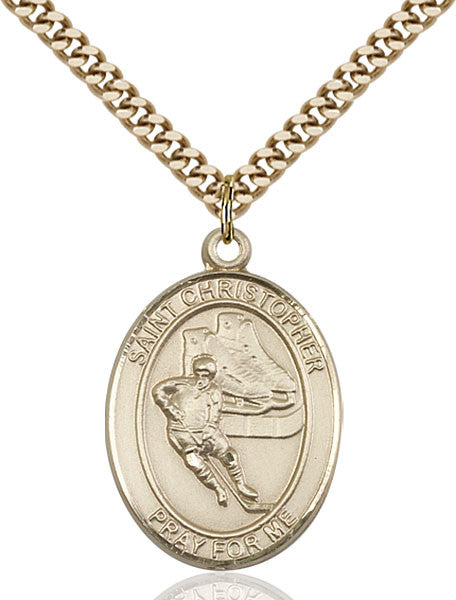 Gold Filled St. Christopher/Hockey Pendant