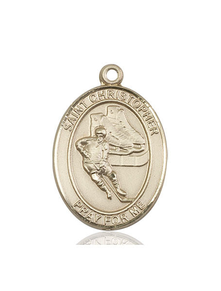 14kt Gold St. Christopher/Hockey Medal