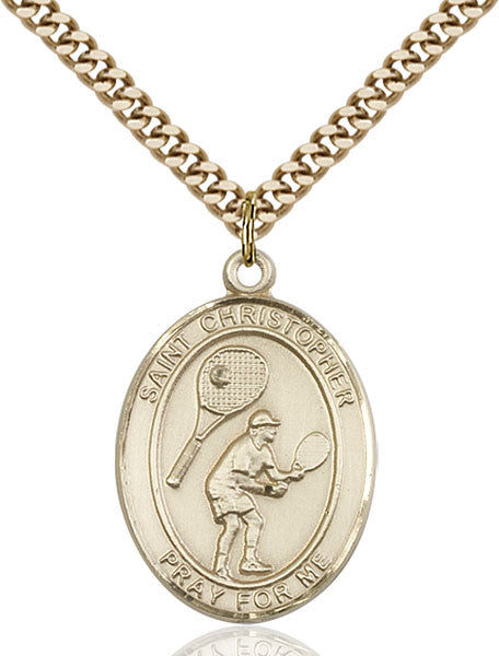 Gold Filled St. Christopher/Tennis Pendant