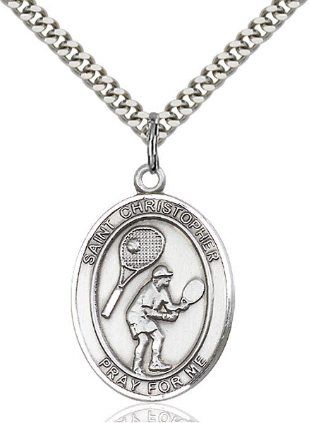 Sterling Silver St. Christopher/Tennis Pendant